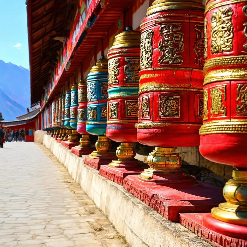 Prayer wheels in Bhutan